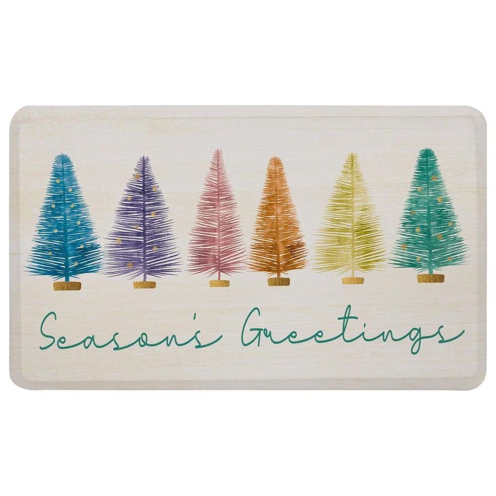 Mohawk Dri-Pro Colorful xmas Trees 1'6" x 2'6" Multicolor Door Mat