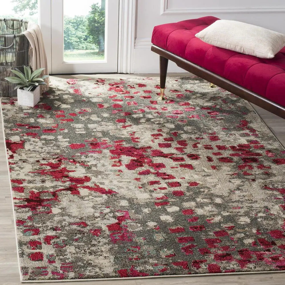 Safavieh Monaco MNC225R-3 3' x 5' Grey/Fuchsia Area Rug