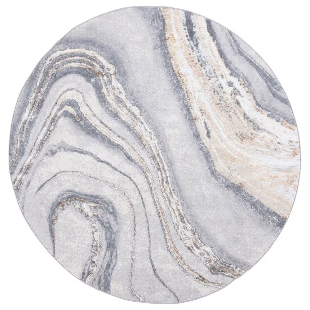 Safavieh Orchard5' Round Grey and Gold Area Rug