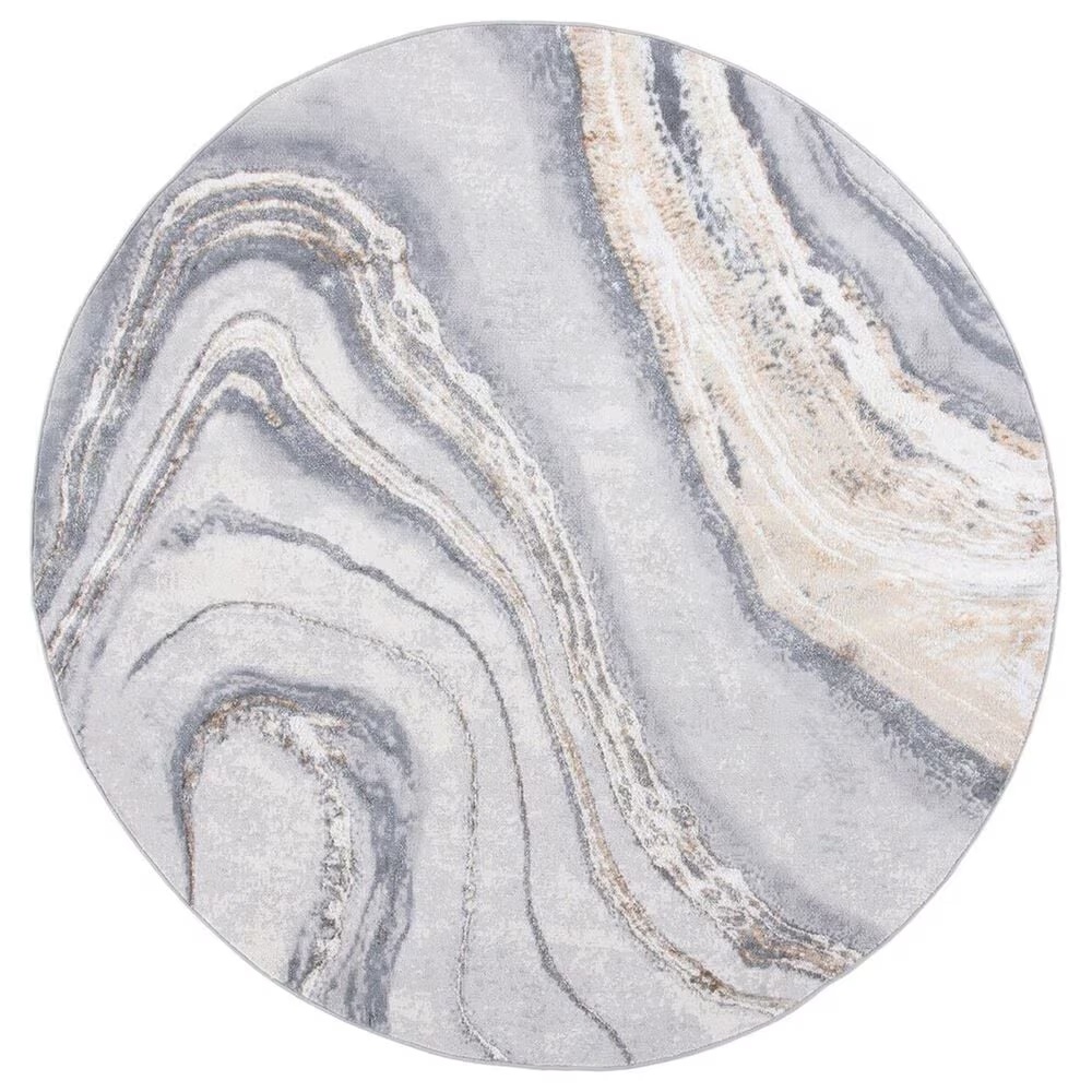 Safavieh OrchardORC637 6'7" Round Grey and Gold Area Rug
