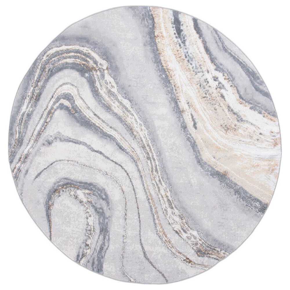 Safavieh Orchard8' Round Grey and Gold Area Rug