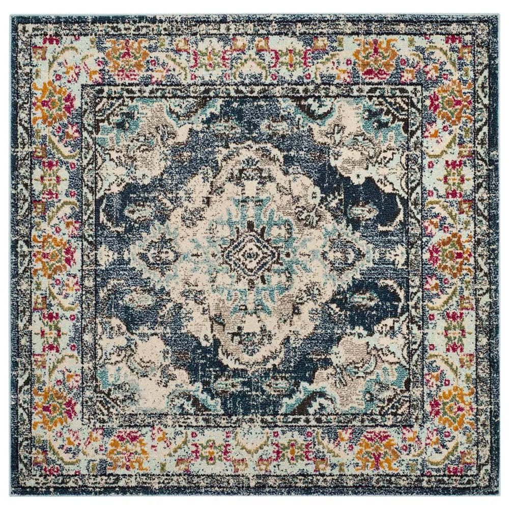 Safavieh Monaco MNC243N-5SQ 5' Square Navy/Light Blue Area Rug