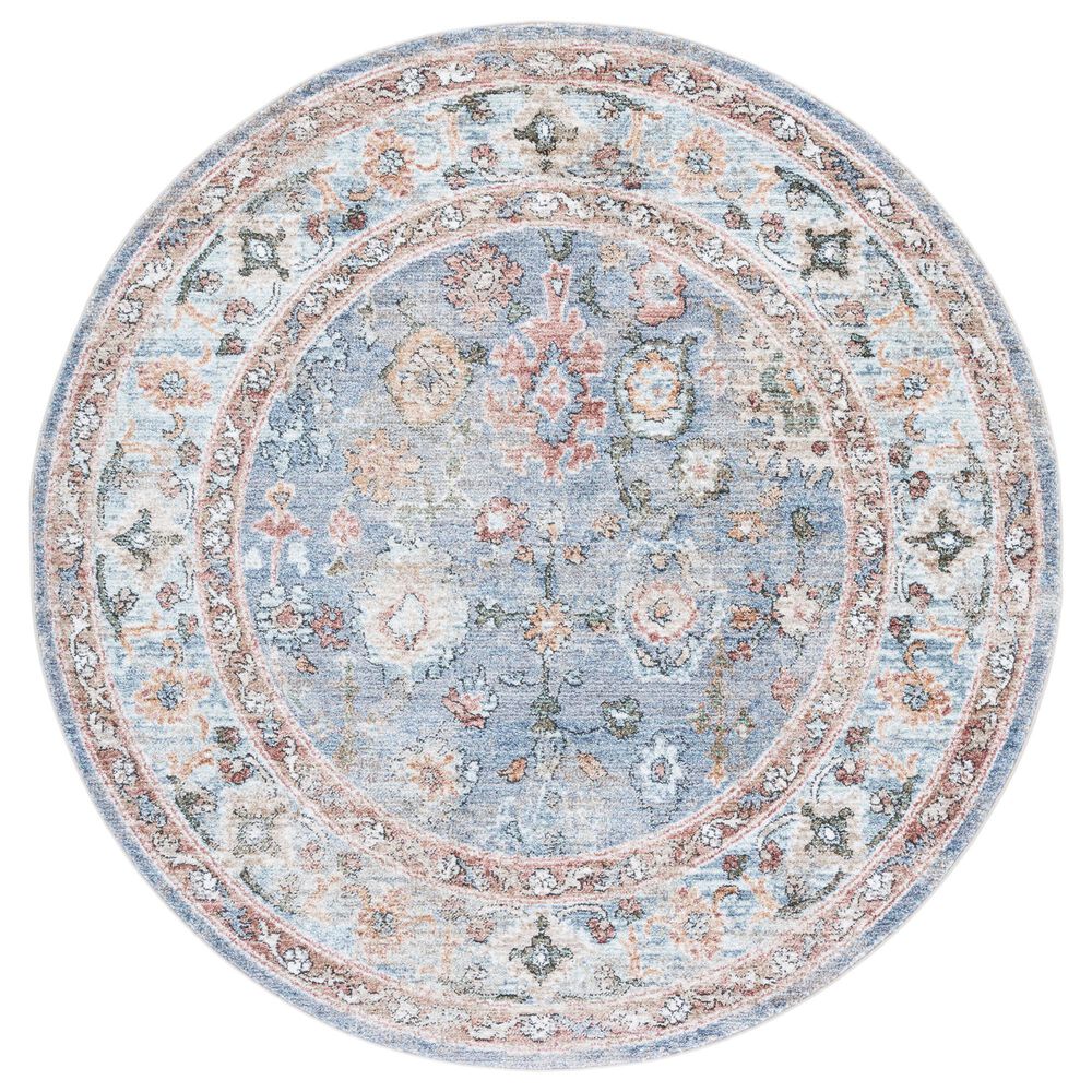Safavieh Jasmine 5'3" Round Blue and Gold Area Rug