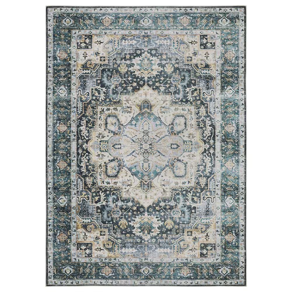 Oriental Weavers Charleston Medallion 3'6" x 5'6" Blue Area Rug