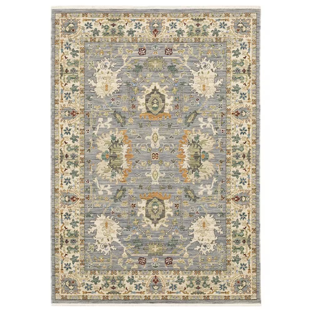 Oriental Weavers Lucca Oriental Border 9'10" x 12'10" Blue Area Rug