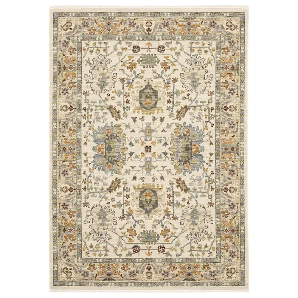 Oriental Weavers Lucca Oriental Border 5'3" x 7'6" Ivory Area Rug