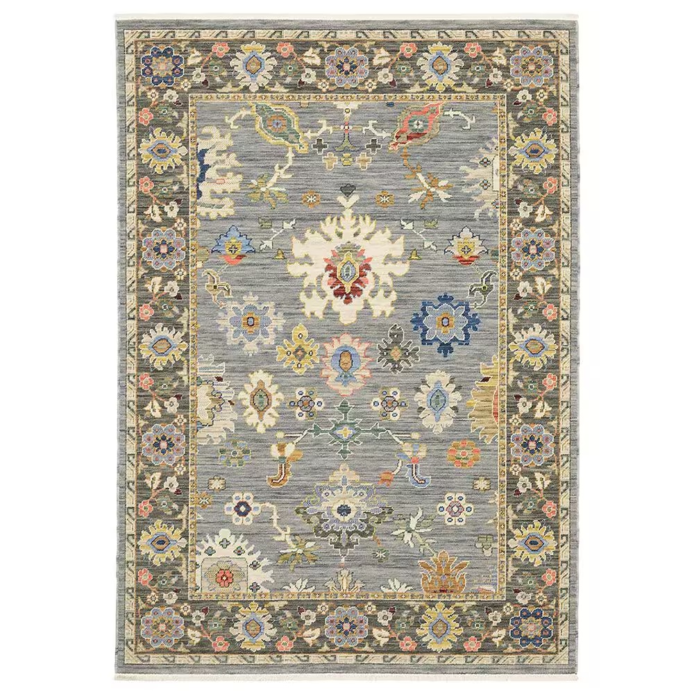 Oriental Weavers Lucca Floral Border 2' x 3' Blue Area Rug
