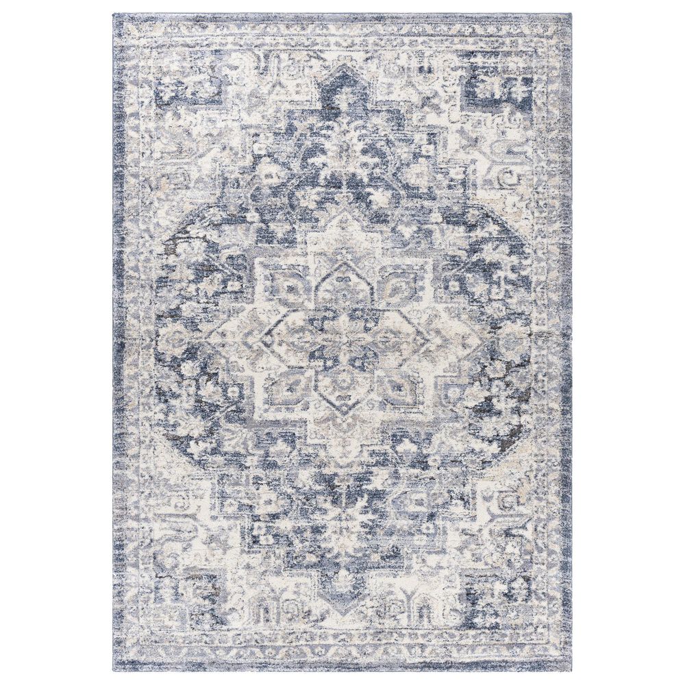 Surya Tuscany Traditional 6'7" x 9'6" Blue, Beige and Gray Area Rug