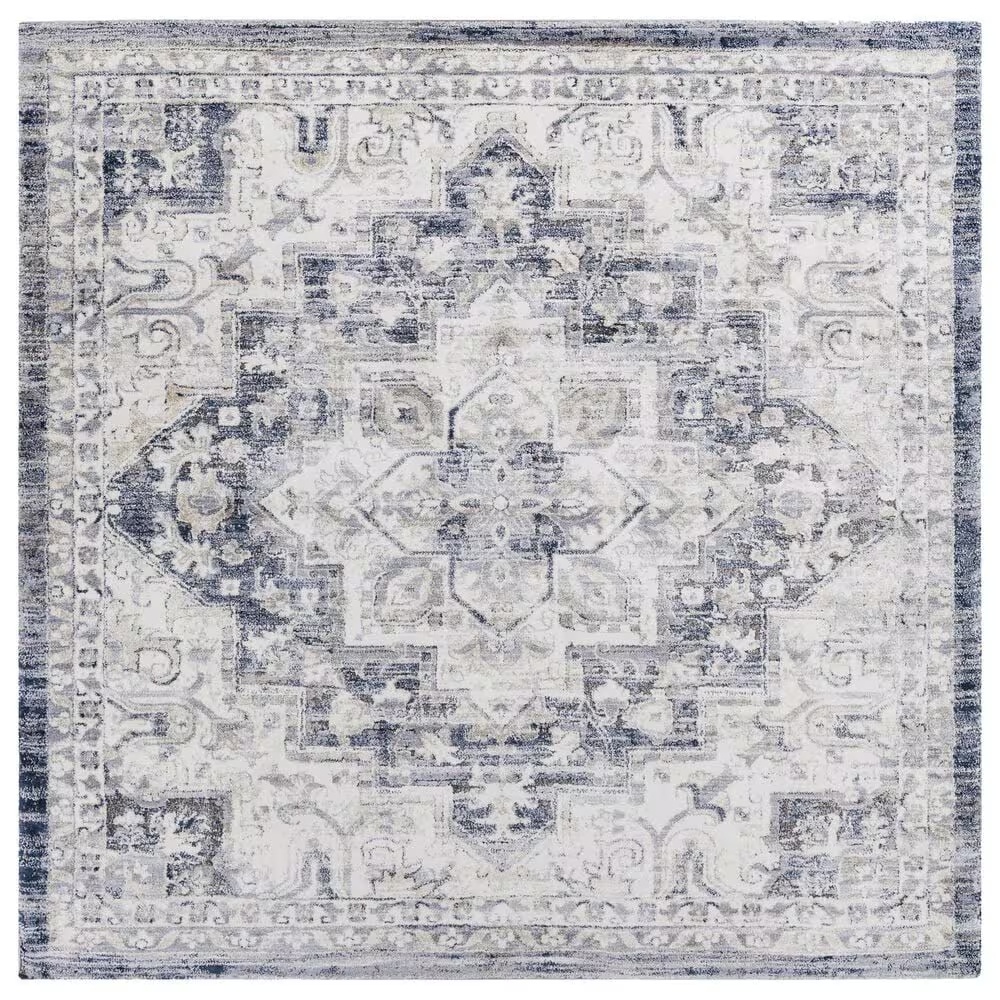 Surya Tuscany Traditional 7'10" Square Blue, Beige and Gray Area Rug