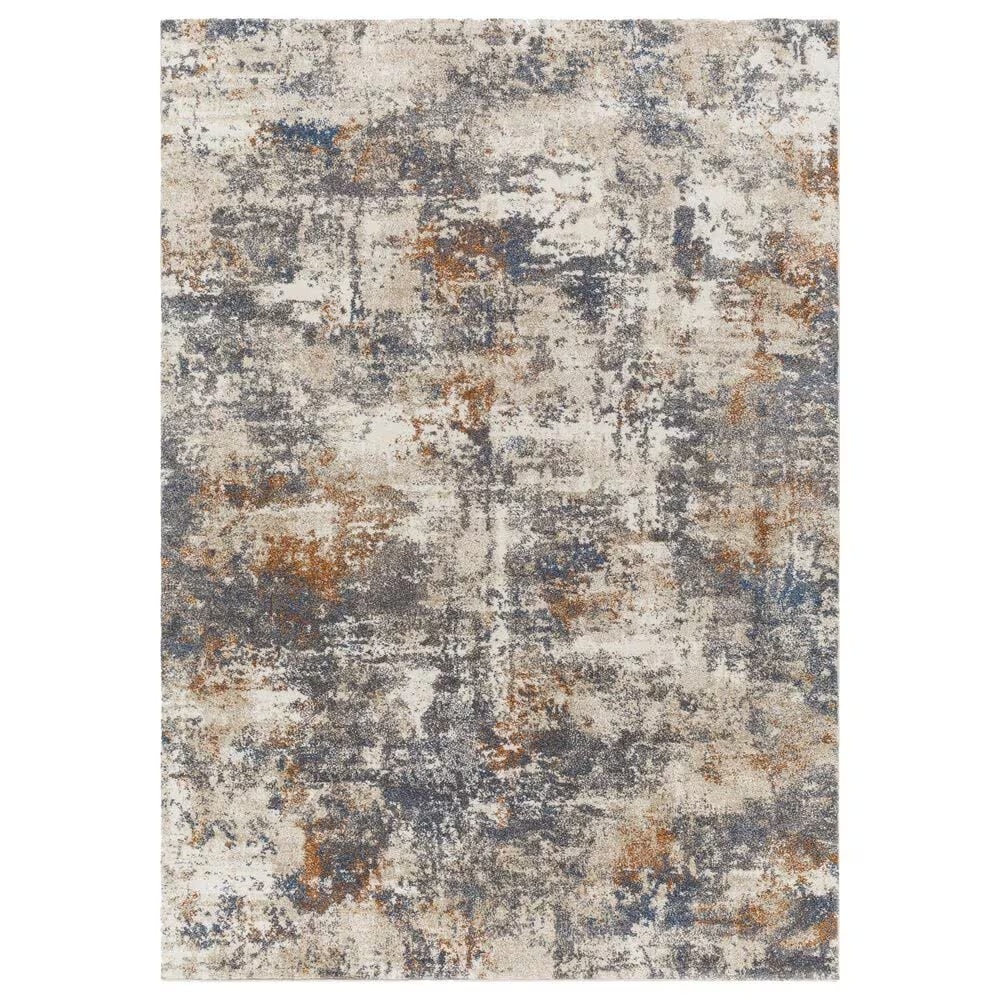 Surya Tuscany TUS-2325 7'10" Square Gray, Blue and Camel Area Rug