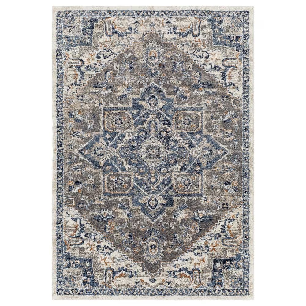 Surya Tuscany 7'10" Square Denim, Brown and Gray Area Rug