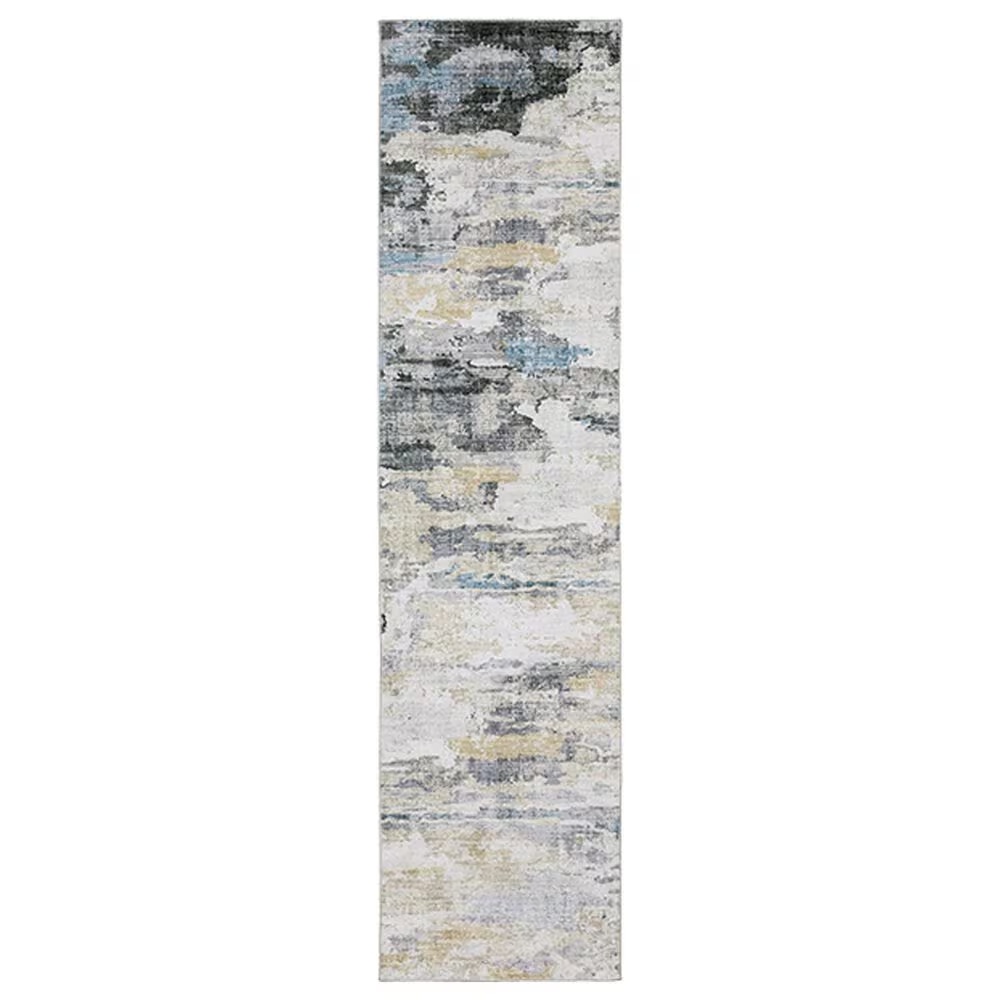 Oriental Weavers Malibu MAL01 2' x 8' Ivory and Grey Runner