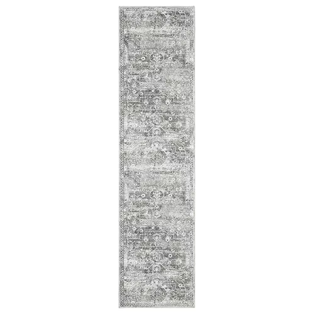 Oriental Weavers Malibu 2' x 8' Grey and Ivory Runner