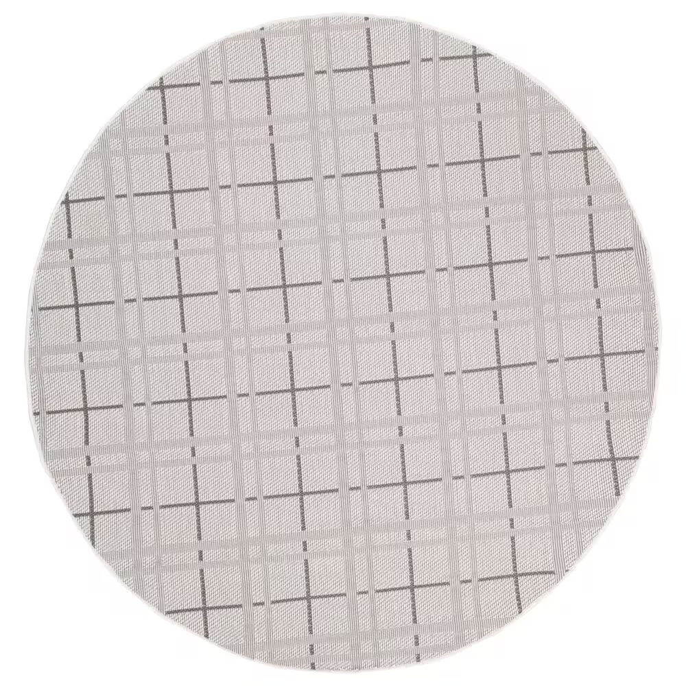 Safavieh Bermuda BMU803B 8' Round Ivory and Grey Indoor/Outdoor Area Performance Rug