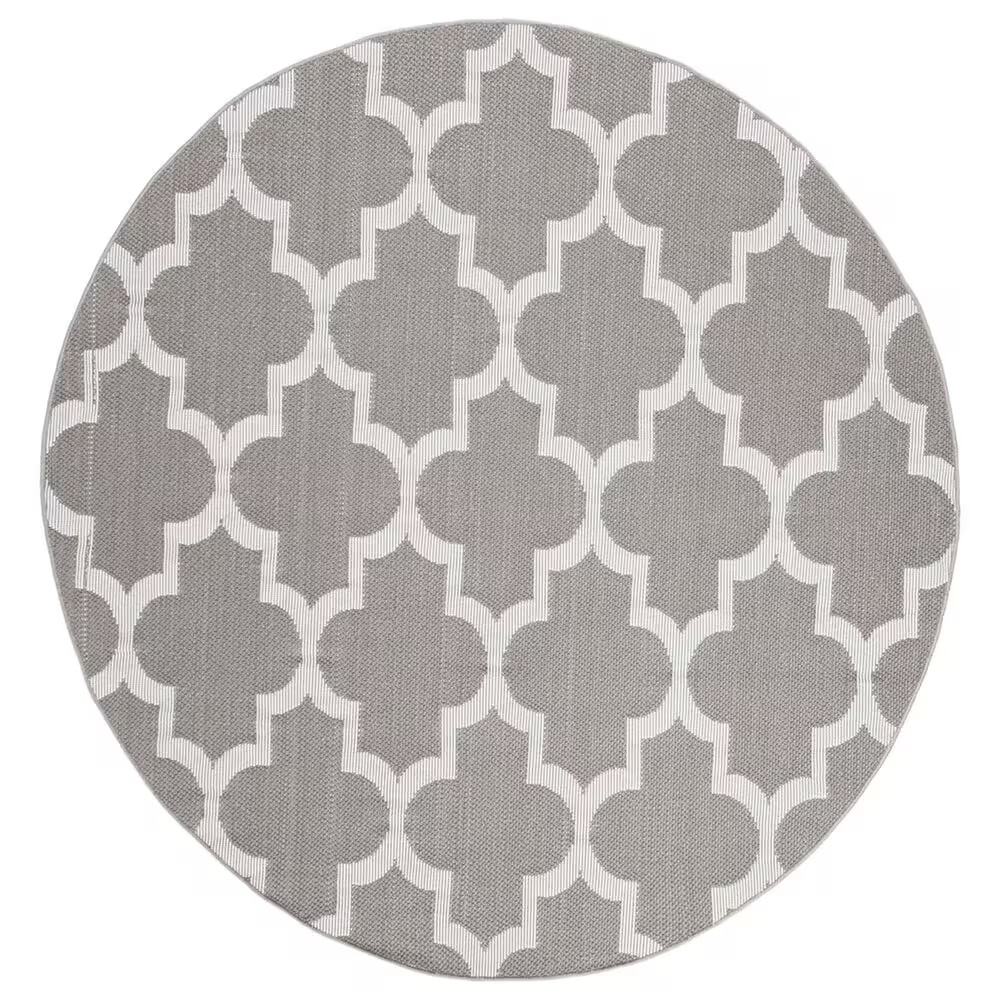 Safavieh Bermuda BMU804F 6'7" Round Grey and Ivory Indoor/Outdoor Area Performance Rug