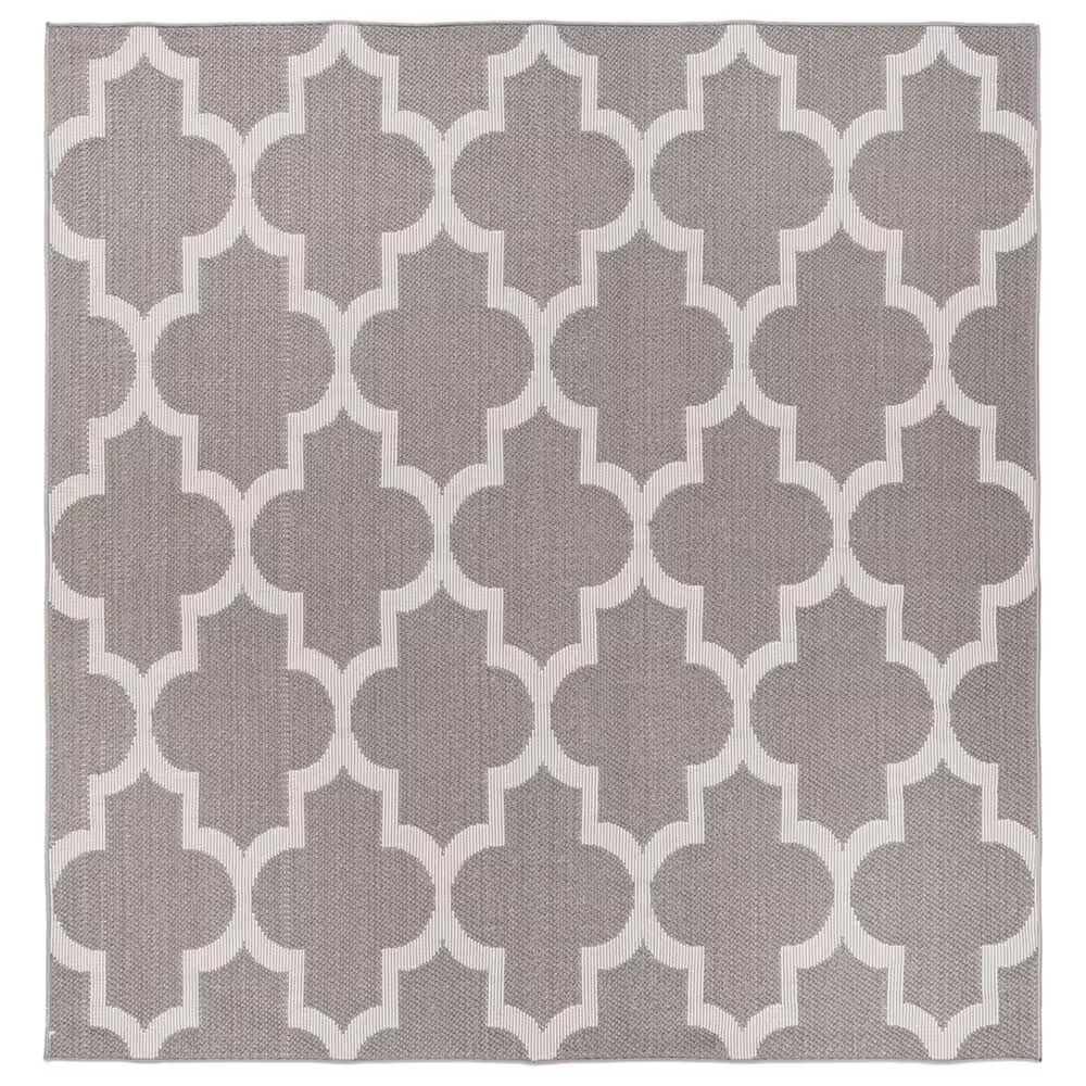 Safavieh Bermuda BMU804F 6'7" Square Grey and Ivory Indoor/Outdoor Area Performance Rug