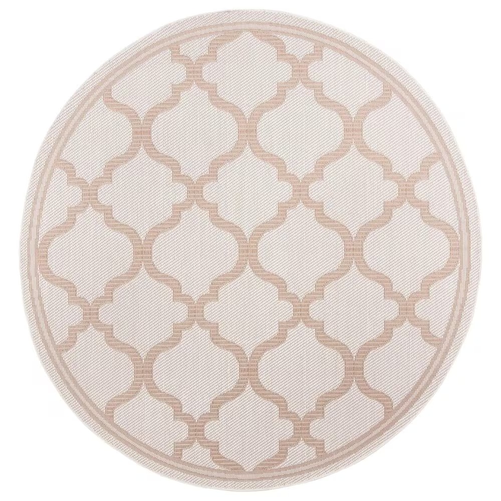 Safavieh Bermuda Geometric 6'7" Round Ivory and Beige Indoor/Outdoor Area Performance Rug