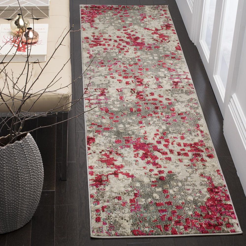 Safavieh Monaco MNC225R-28 2'2" x 8' Grey/Fuchsia Runner