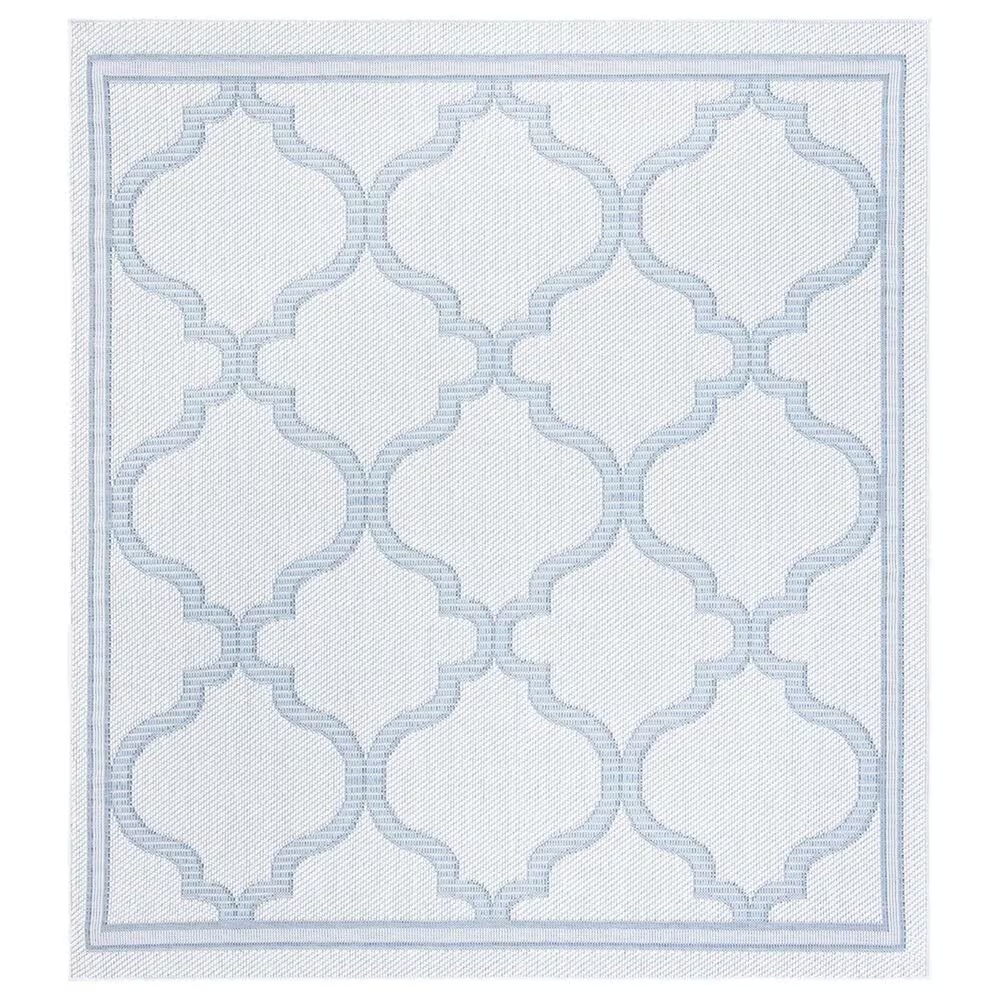 Safavieh Bermuda Geometric 6'7" Square Ivory and Light Blue Indoor/Outdoor Area Performance Rug