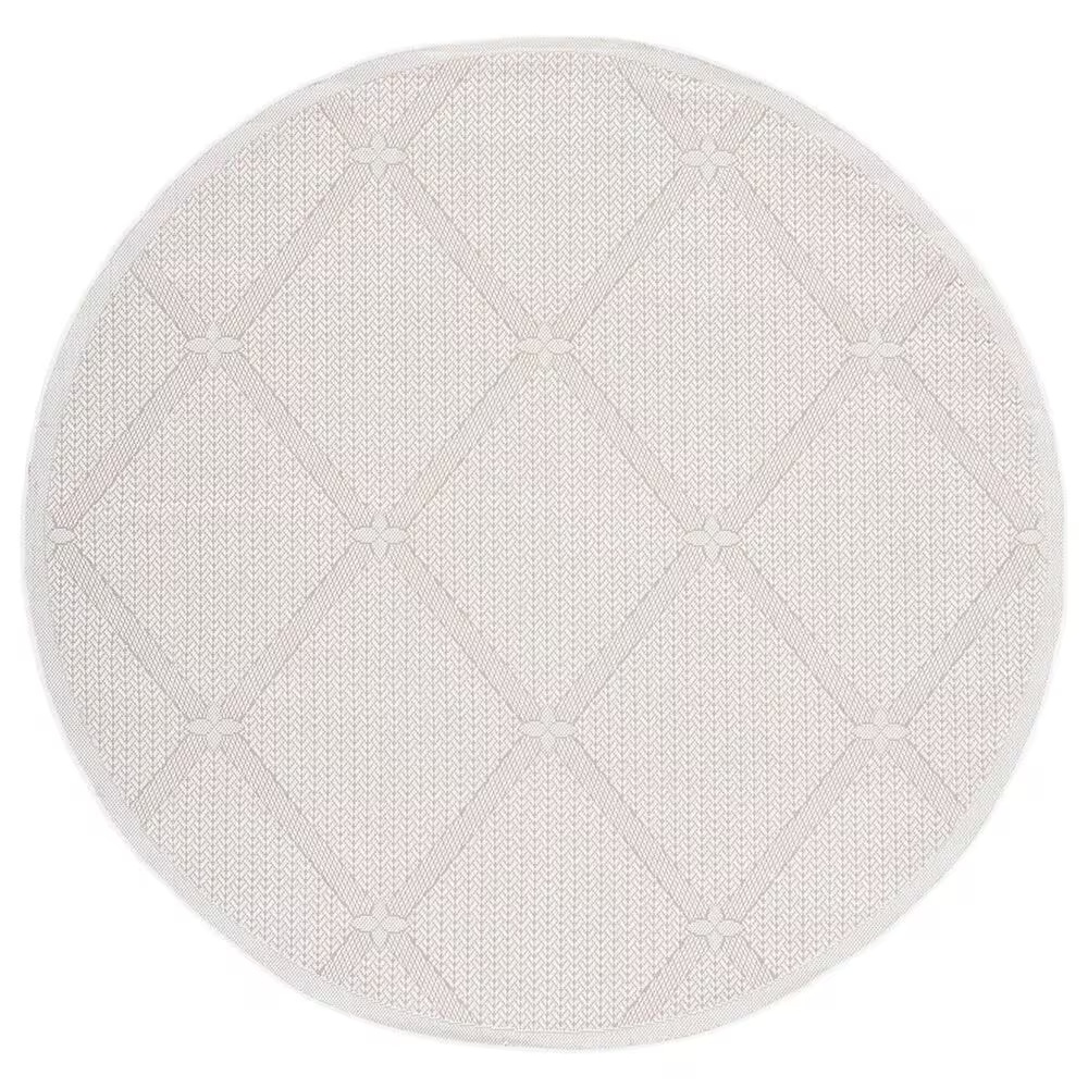 Safavieh Bermuda 8' Round Cream and Beige Indoor/Outdoor Area Performance Rug