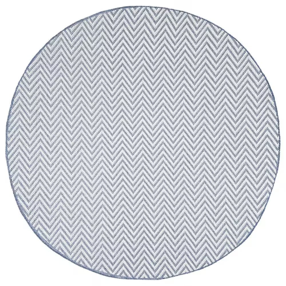 Safavieh Bermuda 8' Round Blue and Creme Indoor/Outdoor Area Performance Rug