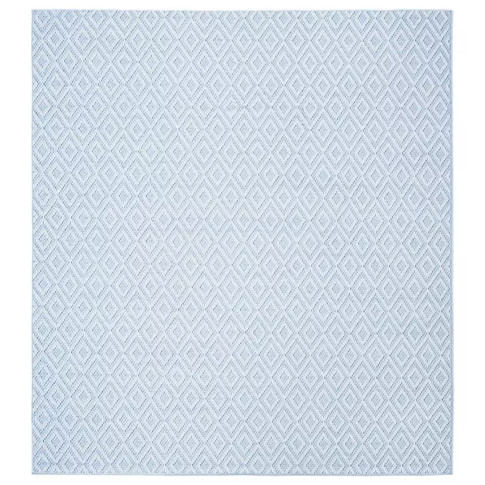 Safavieh Bermuda Geometric 6'7" Square Light Blue and Cream Indoor/Outdoor Area Performance Rug