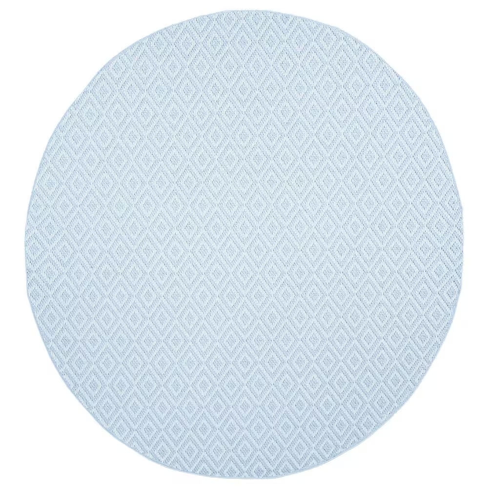 Safavieh Bermuda Geometric 8' Round Light Blue and Cream Indoor/Outdoor Area Performance Rug