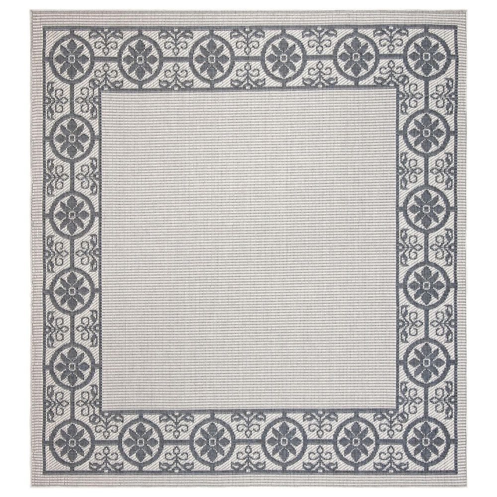 Safavieh Bermuda Floral 6'7" Square Ivory and Charcoal Indoor/Outdoor Area Performance Rug
