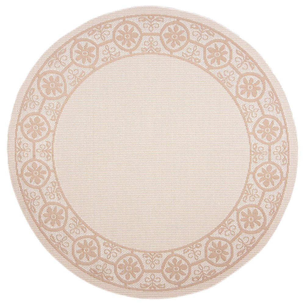 Safavieh Bermuda Floral 6'7" Round Ivory and Beige Indoor/Outdoor Area Performance Rug
