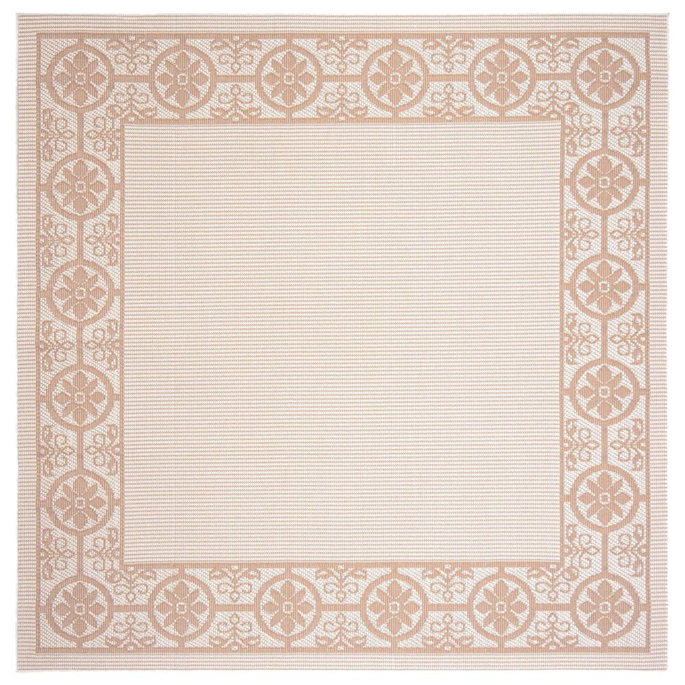 Safavieh Bermuda Floral 6'7" Square Ivory and Beige Indoor/Outdoor Area Performance Rug