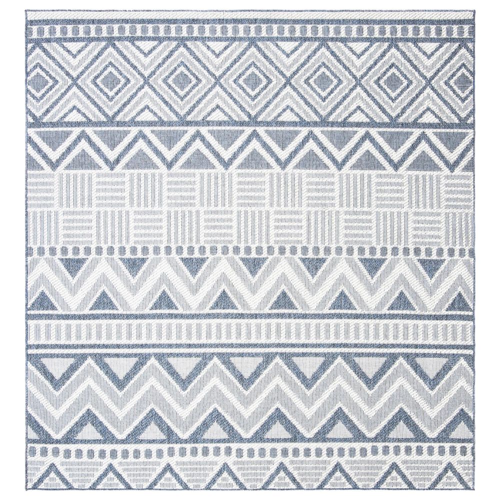Safavieh Bermuda 6'7" Square Cream and Navy Indoor/Outdoor Area Performance Rug