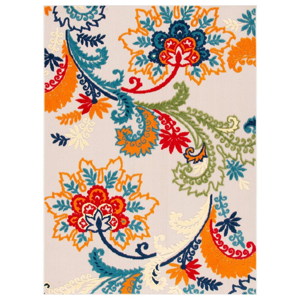 Safavieh Cabana CBN305A 4'5" x 6'5" Ivory and Blue Indoor/Outdoor Area Performance Rug