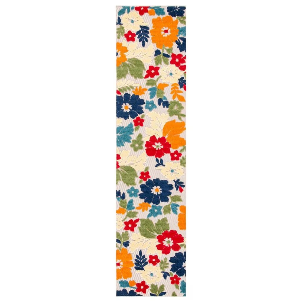 Safavieh Cabana CBN308A 2'2" x 9' Ivory and Orange Indoor/Outdoor Performance Runner