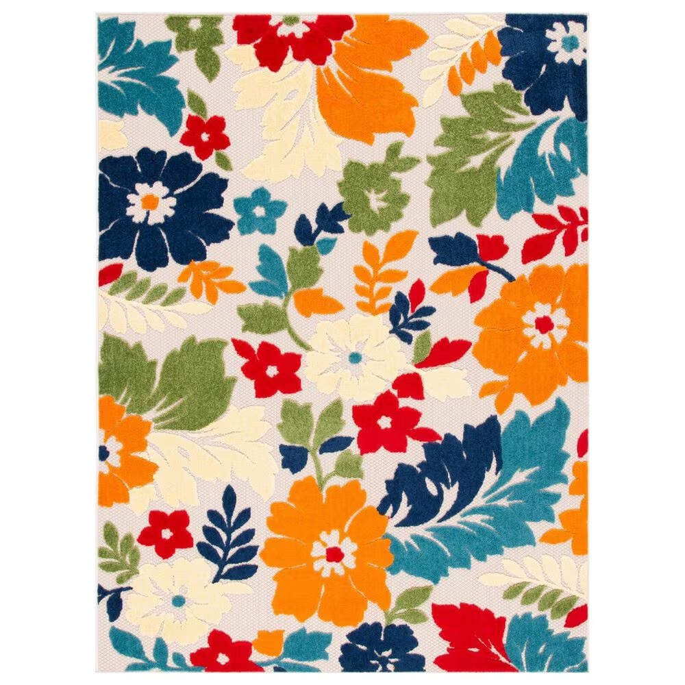 Safavieh Cabana CBN308A 8' x 10' Ivory and Orange Indoor/Outdoor Area Performance Rug