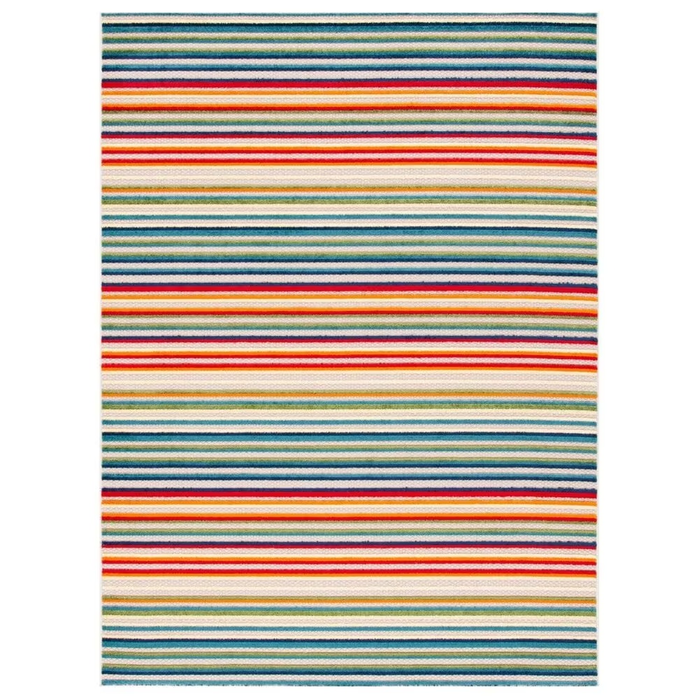 Safavieh Cabana CBN323A 5'3" x 7'7" Ivory and Green Indoor/Outdoor Area Performance Rug
