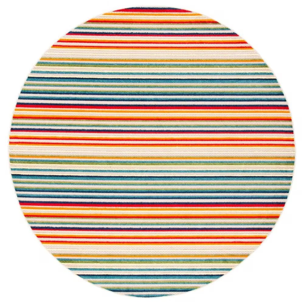 Safavieh Cabana CBN323A 5'3" Round Ivory and Green Indoor/Outdoor Area Performance Rug