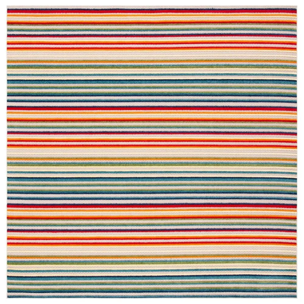 Safavieh Cabana CBN323A 5'3" Square Ivory and Green Indoor/Outdoor Area Performance Rug