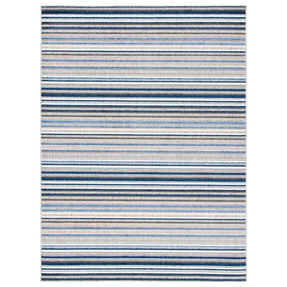 Safavieh Cabana CBN323F 3' x 5' Grey and Blue Indoor/Outdoor Area Performance Rug