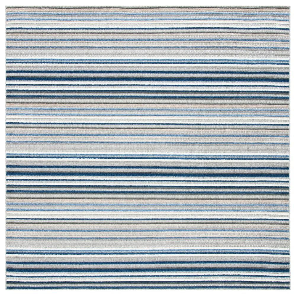 Safavieh Cabana CBN323F 6'7" Square Grey and Blue Indoor/Outdoor Area Performance Rug