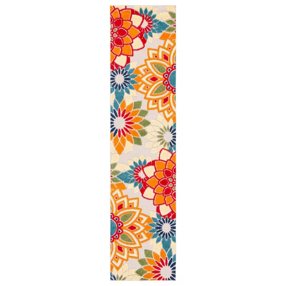 Safavieh Cabana CBN328A 2'2" x 7' Ivory and Orange Indoor/Outdoor Area Performance Rug