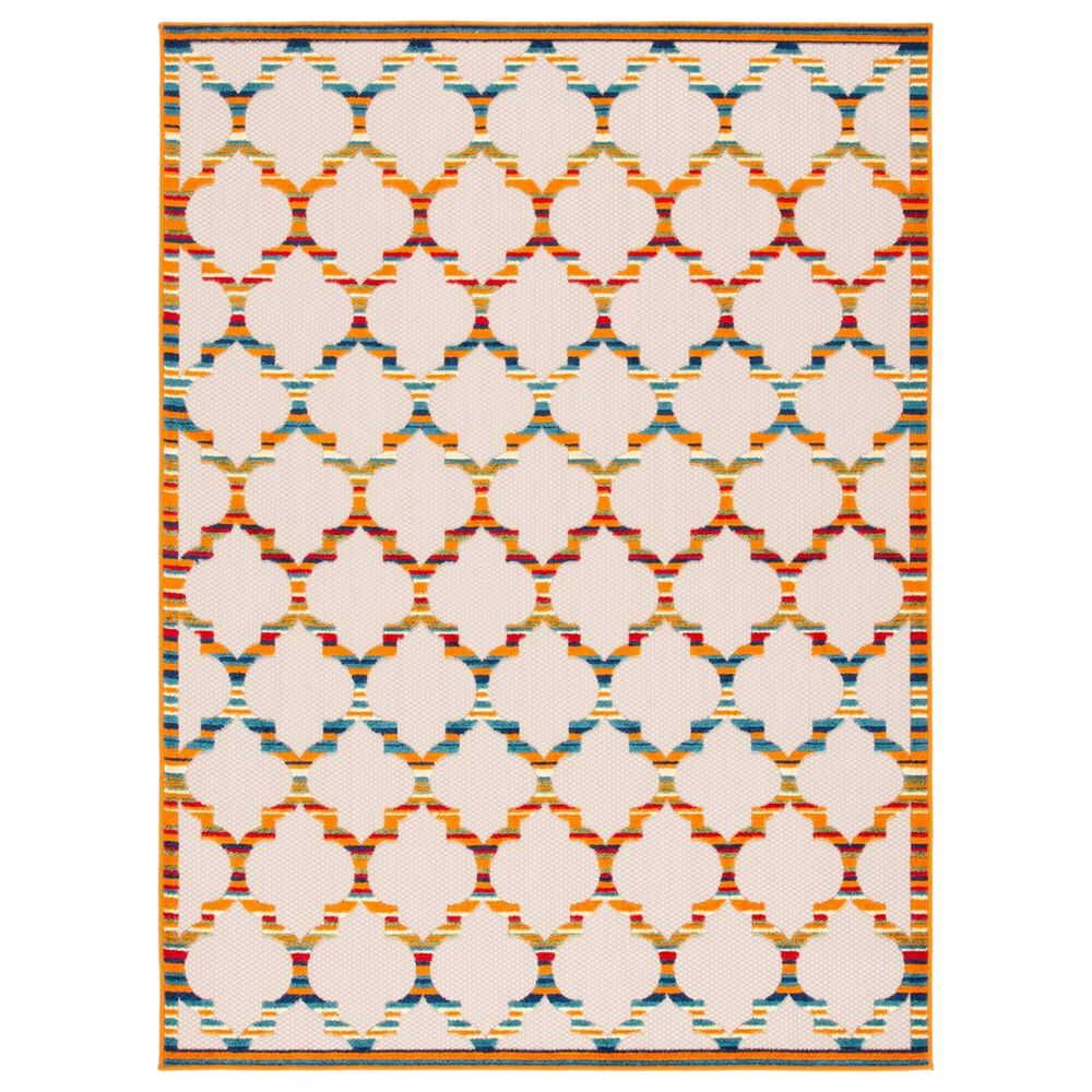 Safavieh Cabana CBN333A 5'3" x 7'7" Ivory and Orange Indoor/Outdoor Area Performance Rug