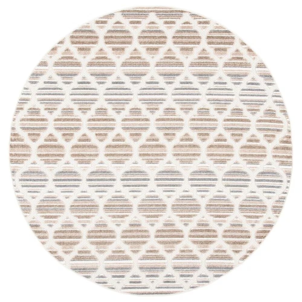 Safavieh Cabana CBN333F 6'7" Round Grey and Ivory Indoor/Outdoor Area Performance Rug