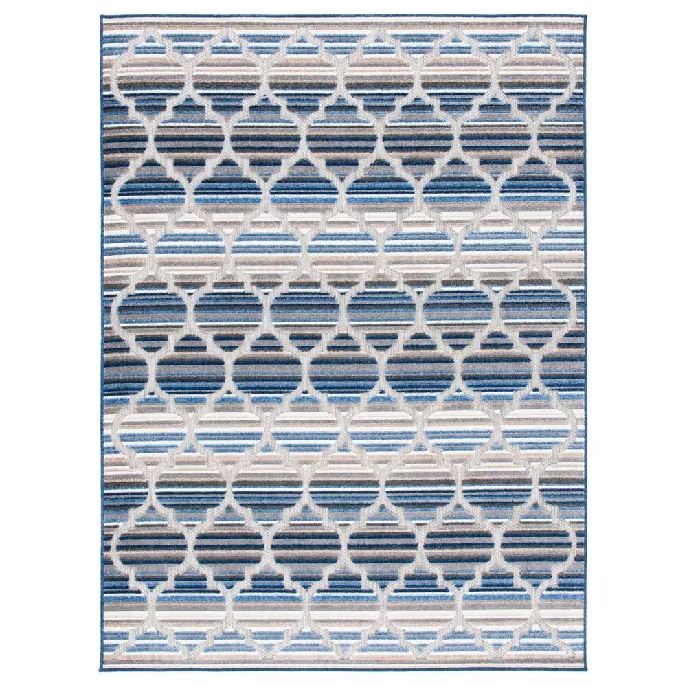 Safavieh Cabana CBN333M 5'3" Square Blue and Grey Indoor/Outdoor Area Performance Rug