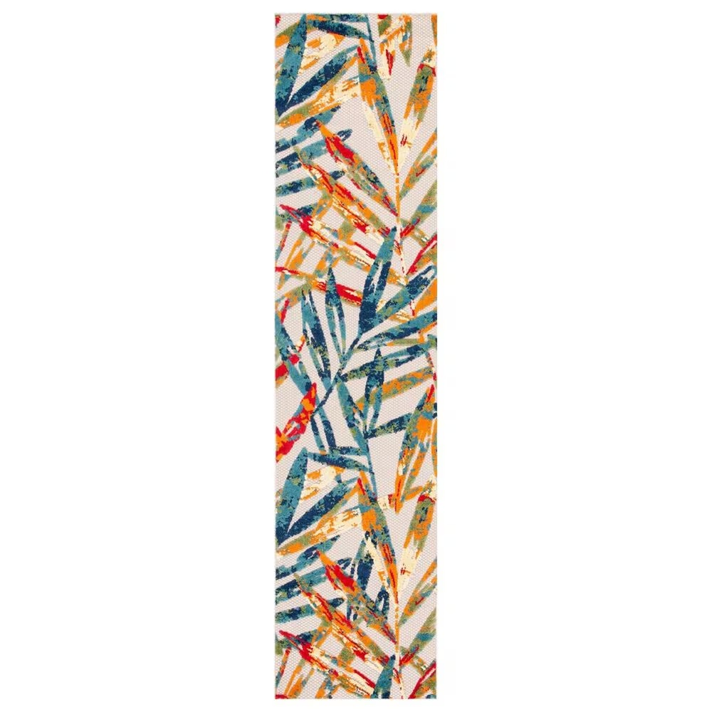 Safavieh Cabana CBN368A 2'2" x 7' Ivory and Navy Indoor/Outdoor Area Performance Rug