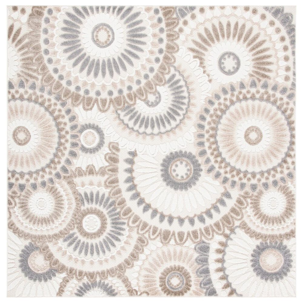 Safavieh Cabana CBN382F 6'7" Square Grey and Ivory Indoor/Outdoor Area Performance Rug