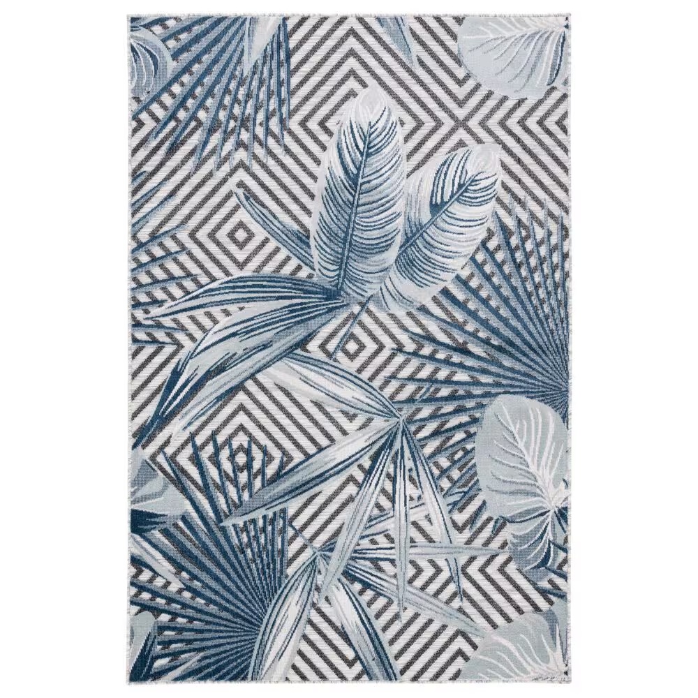 Safavieh Cabana CBN447N 9' x 12' Ivory and Navy Indoor/Outdoor Area Performance Rug