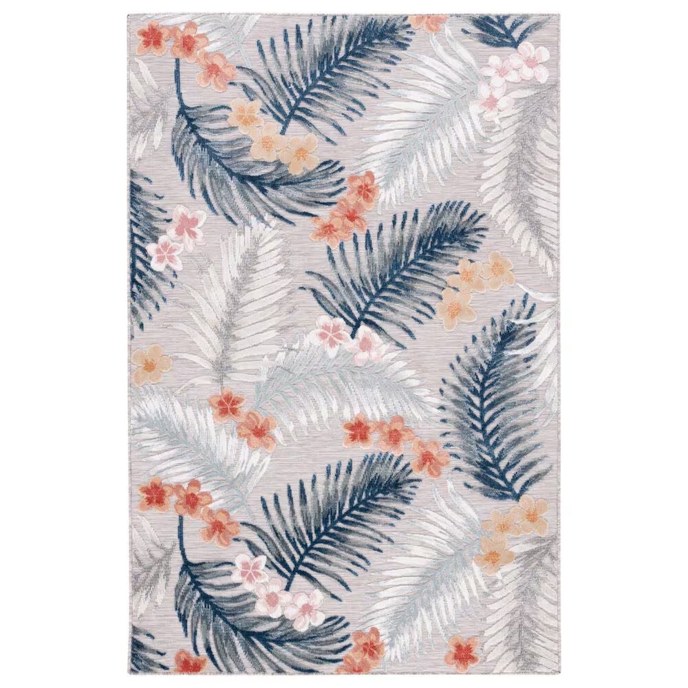 Safavieh Cabana CBN451F 5'1" x 7'6" Grey and Navy Indoor/Outdoor Area Performance Rug
