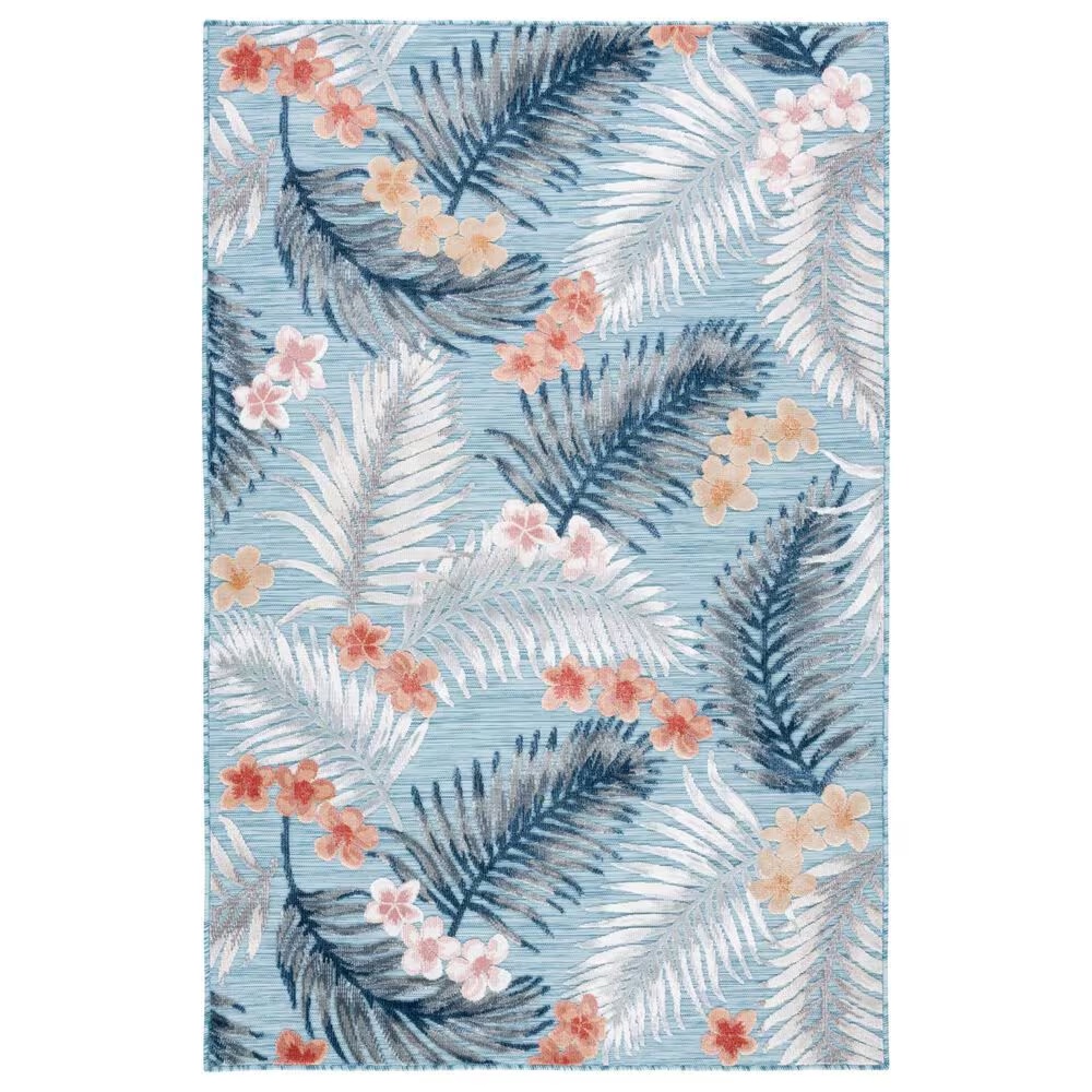 Safavieh Cabana CBN451J 5'1" x 7'6" Aqua and Ivory Indoor/Outdoor Area Performance Rug