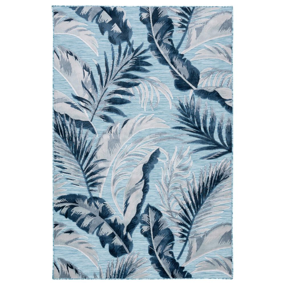 Safavieh Cabana CBN452J 5'1" x 7'6" Aqua and Navy Indoor/Outdoor Area Performance Rug