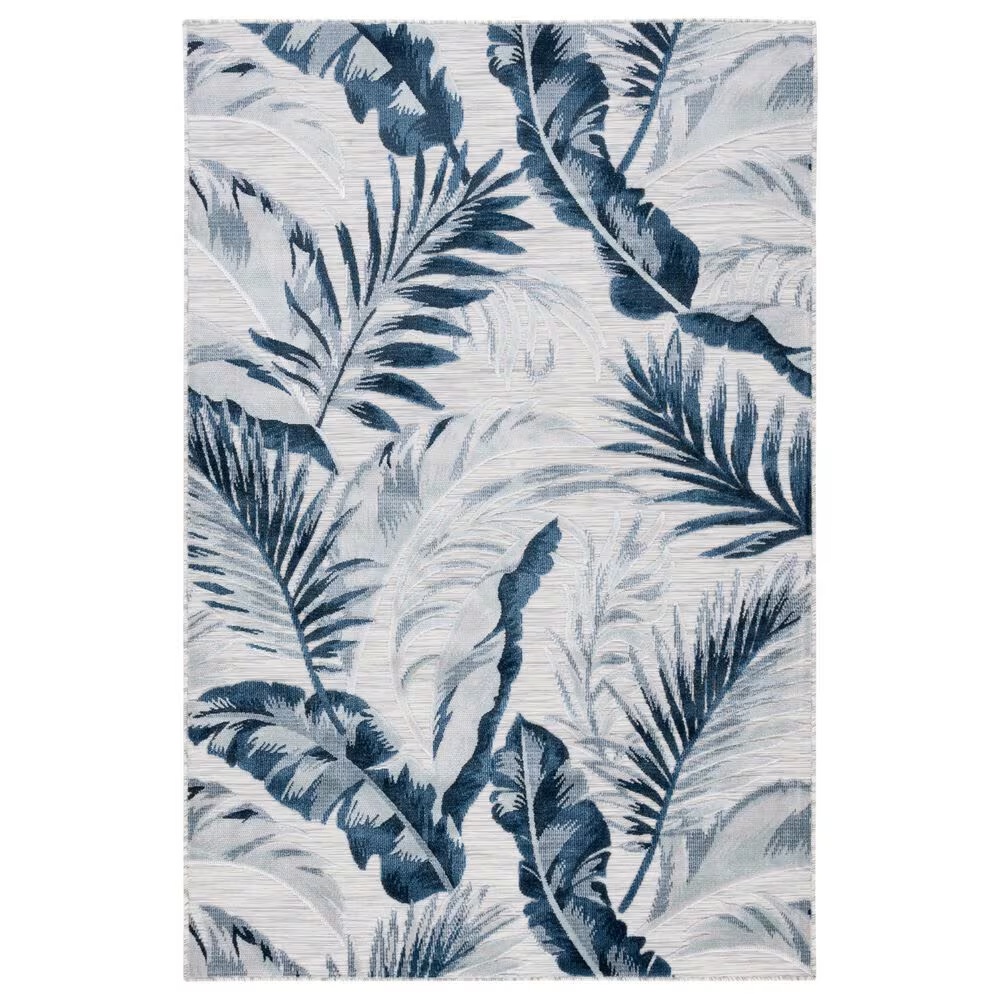 Safavieh Cabana CBN452N 5'1" x 7'6" Grey and Navy Indoor/Outdoor Area Performance Rug